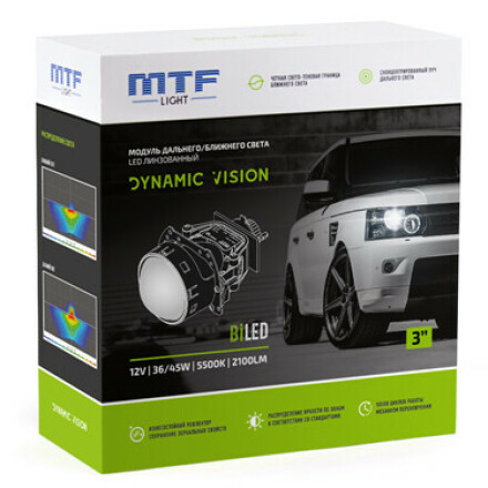 Модуль дальнего/ближнего света  MTF Dynamic Vision LED 3″ 12В  к-кт
