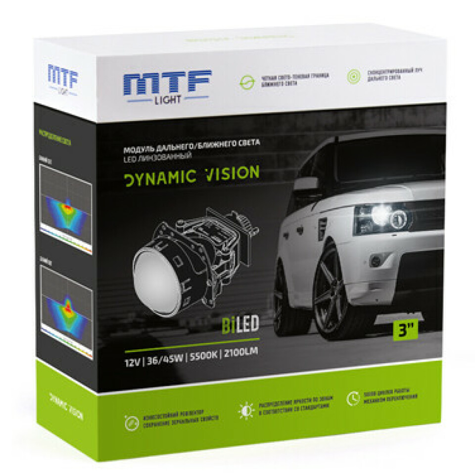 Модуль дальнего/ближнего света MTF  Dynamic Vision LED 3″ 24В  к-кт