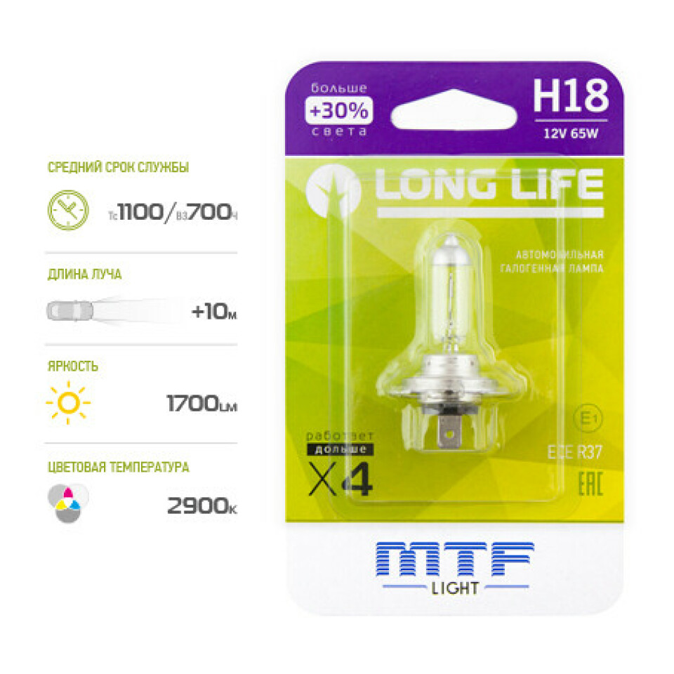 Лампа галогенная MTF H18 штатная (OEM) блистер