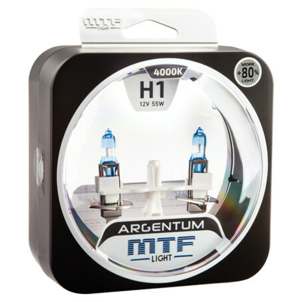 Комплект галогенных ламп MTF H1 Argentum +80%