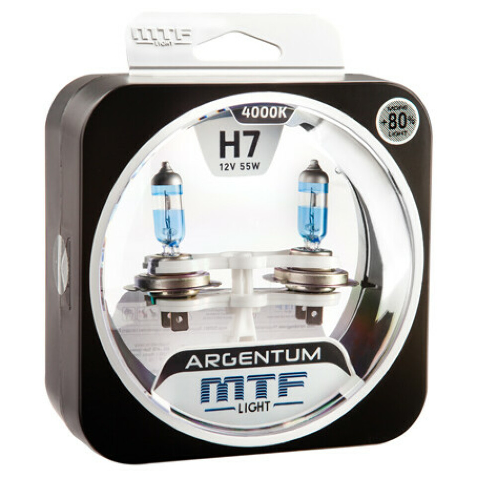 Комплект галогенных ламп MTF H7 Argentum +80%