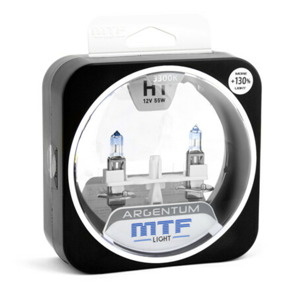 Комплект галогенных ламп MTF H1 Argentum +130%