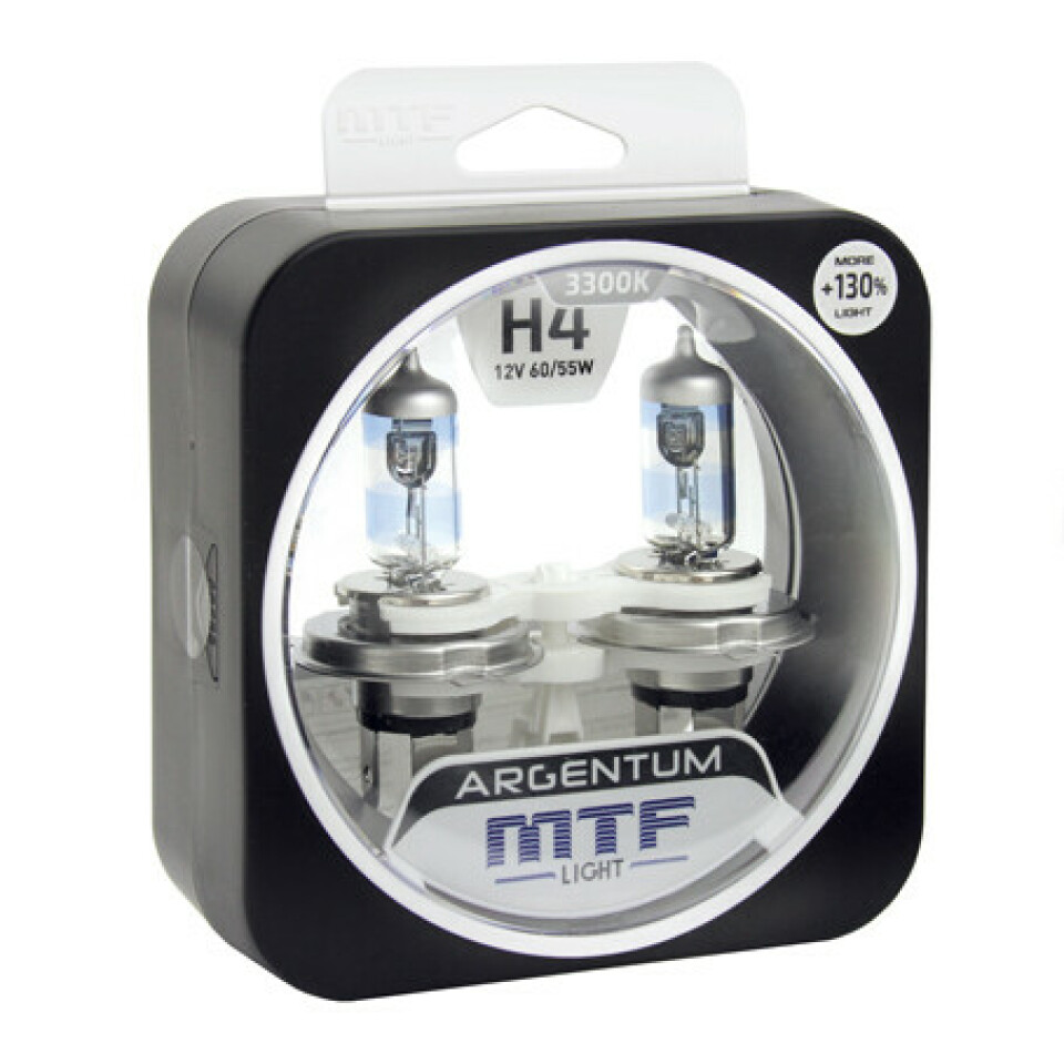 Комплект галогенных ламп MTF H4 Argentum +130%